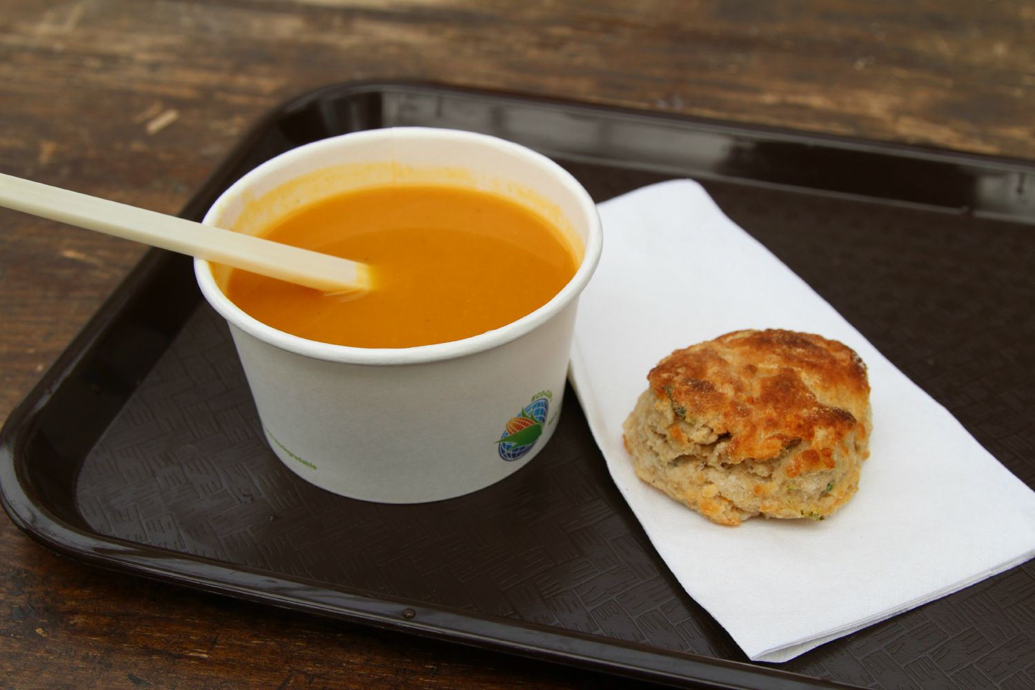 pumpkin soup and cheese biscuit