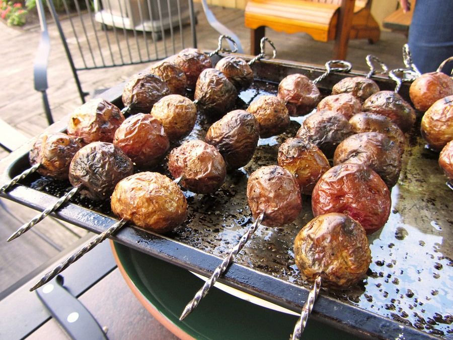 Grilled mini potatoes