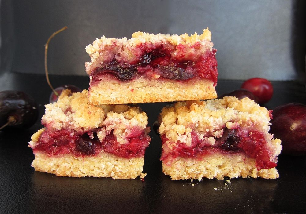 Raspberry Cherry Crumb Bars