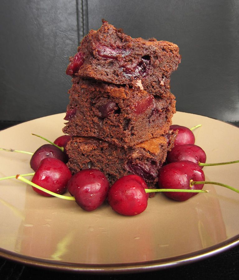 Roasted cherry chocolate brownies