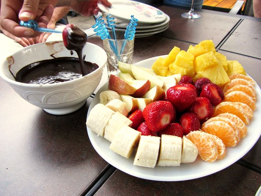 Dipping in chocolate fondue