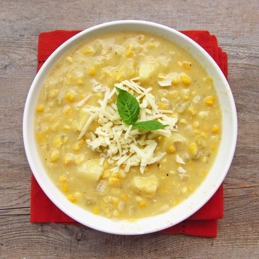 (Lighter) Corn Chowder with Pepper Jack Cheese