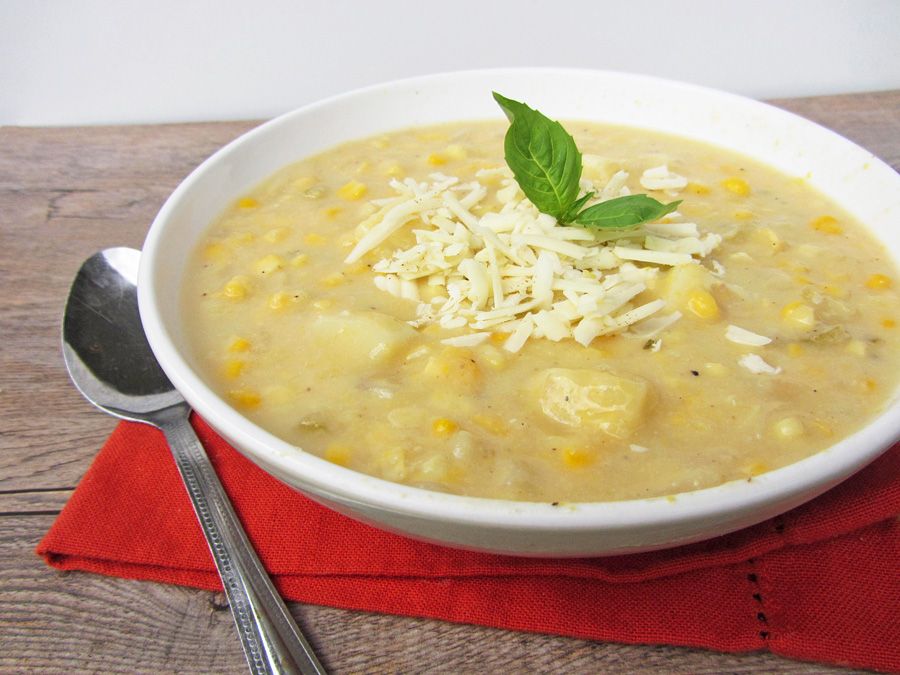 (Lighter) Corn Chowder with Pepper Jack Cheese