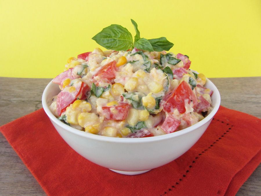 Fresh Corn Dip with Tomatoes and Basil