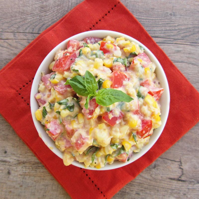Fresh Corn Dip with Tomatoes and Basil