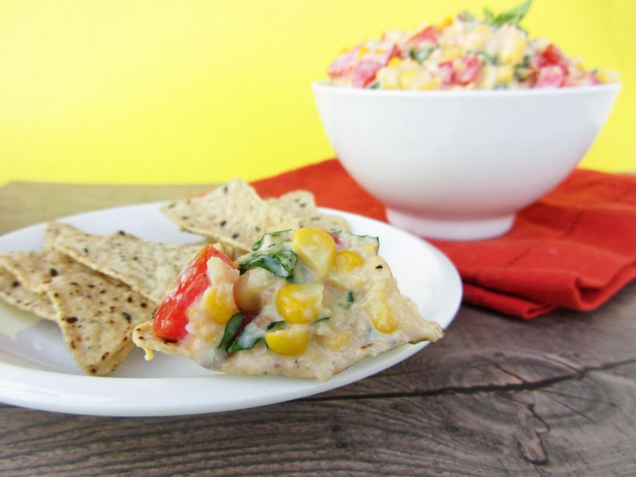 Fresh Corn Dip with Tomatoes and Basil