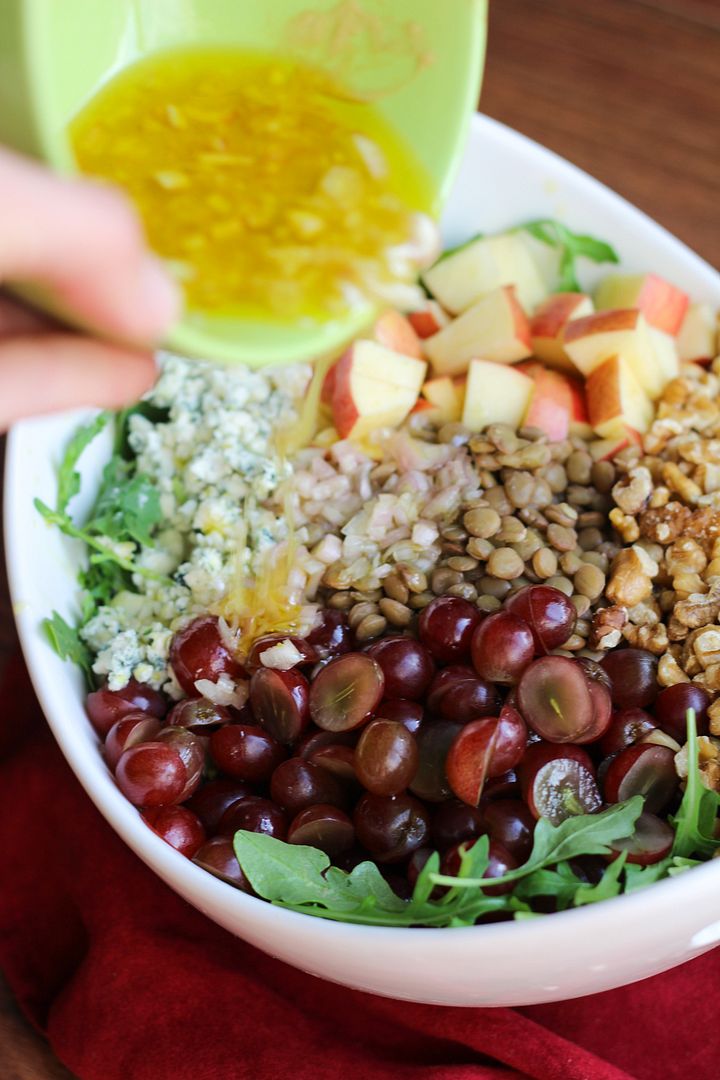 Lentil, Grape, Apple & Blue Cheese Arugula Salad