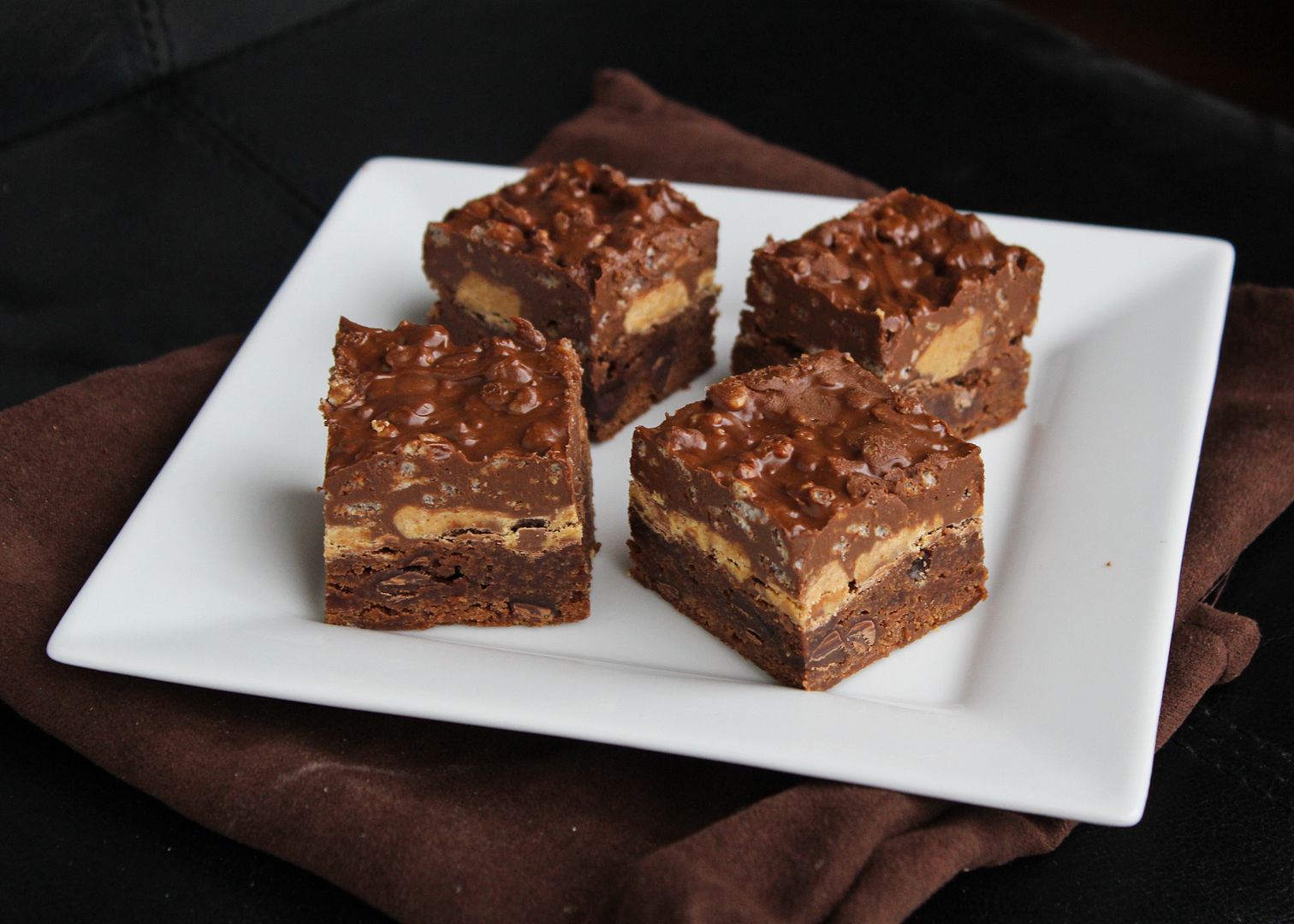 Rice Krispie & Peanut Butter Cup Brownies