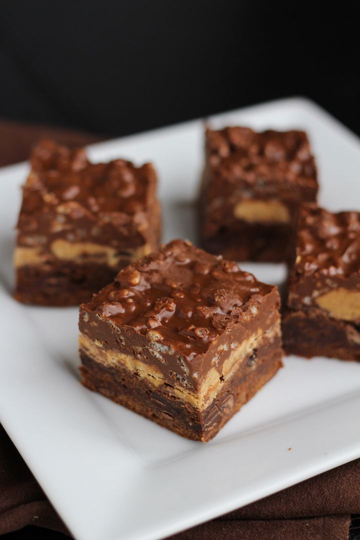 Rice Krispie & Peanut Butter Cup Brownies