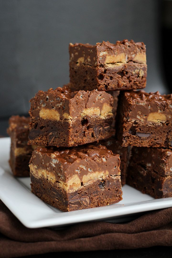 Rice Krispie & Peanut Butter Cup Brownies