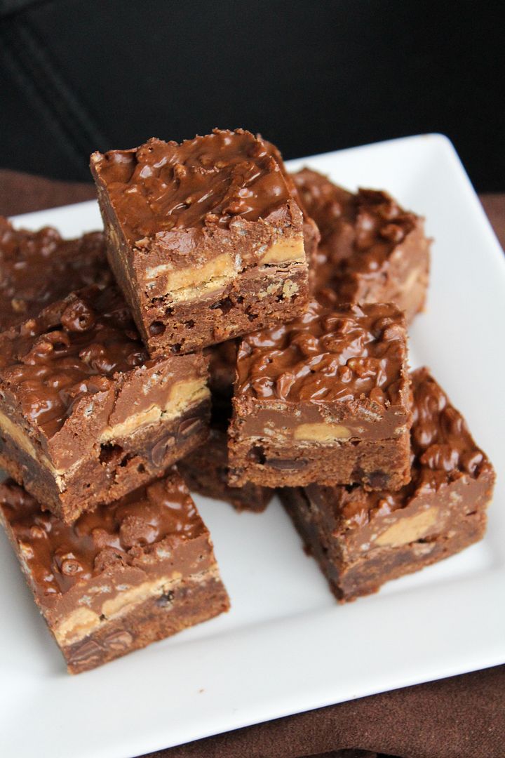 Rice Krispie & Peanut Butter Cup Brownies