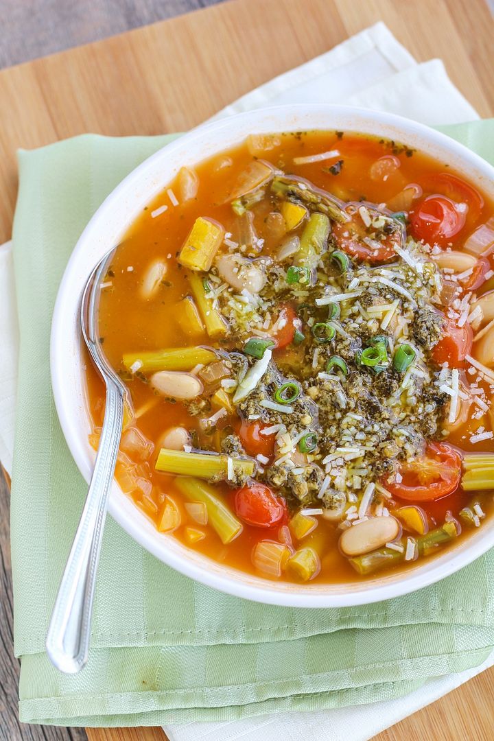 Spring Vegetable Minestrone with White Beans & Pesto