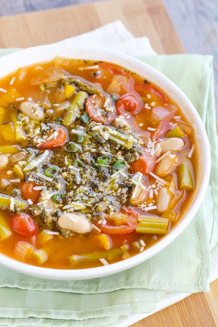 Spring Vegetable Minestrone with White Beans & Pesto