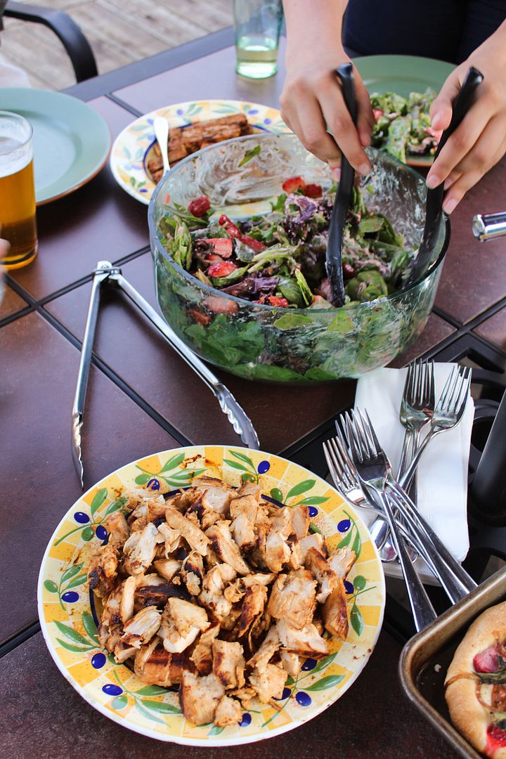 strawberry chicken and tofu salad