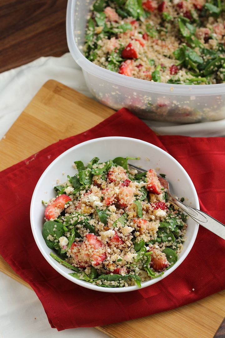 strawberry, feta, spinach quinoa salad