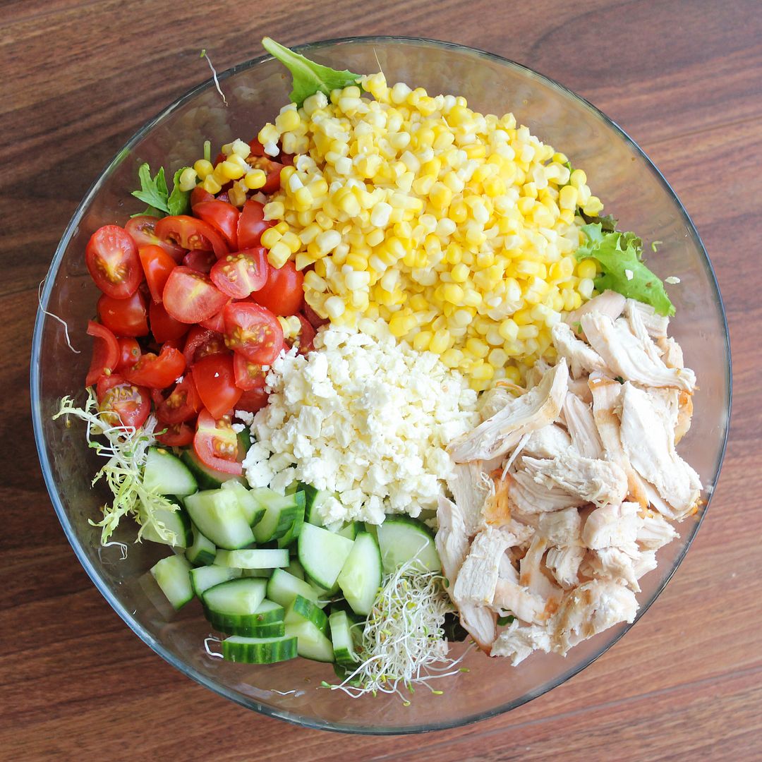 chicken tomato corn feta salad