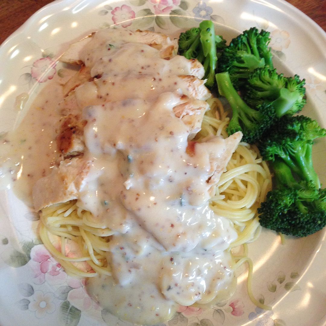 mustard chicken and pasta