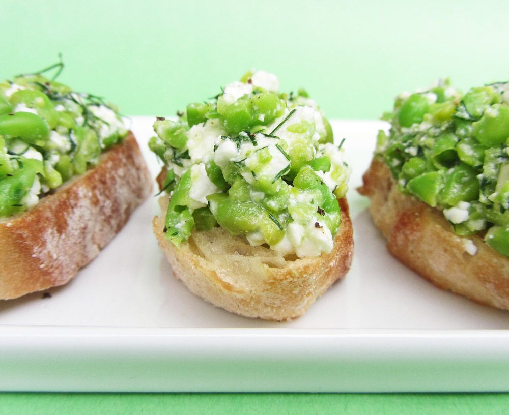 Smashed Pea, Dill, and Feta Crostini