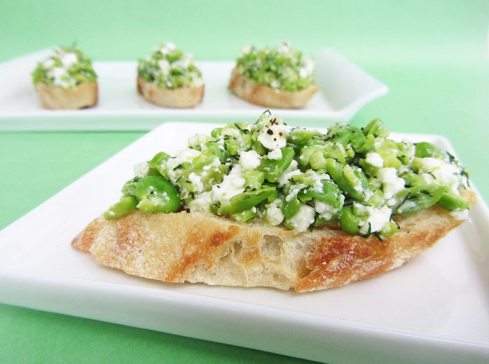 Smashed Pea, Dill, and Feta Crostini