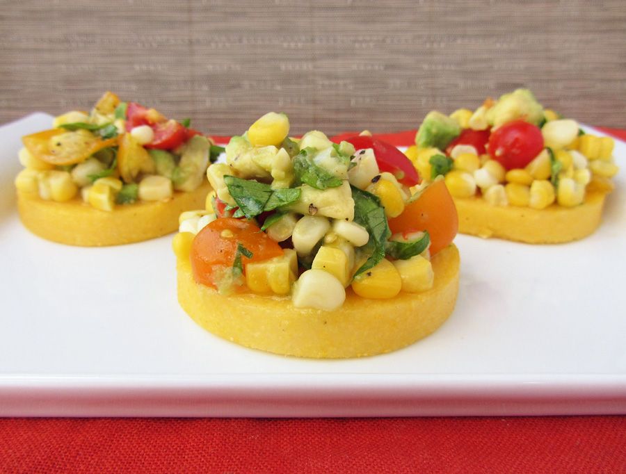 Polenta Rounds with Fresh Tomato, Corn & Avocado Salsa