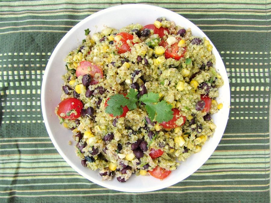 Mexican Quinoa Salad with Creamy Avocado Dressing