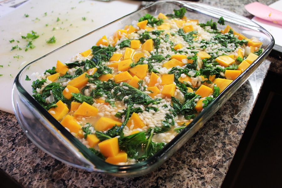 Butternut Squash & Kale Baked Risotto
