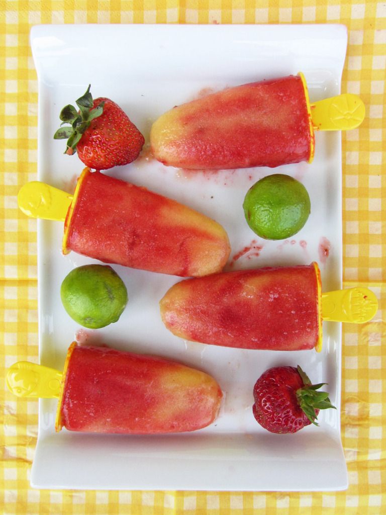 Strawberry Pineapple Lime Popsicles