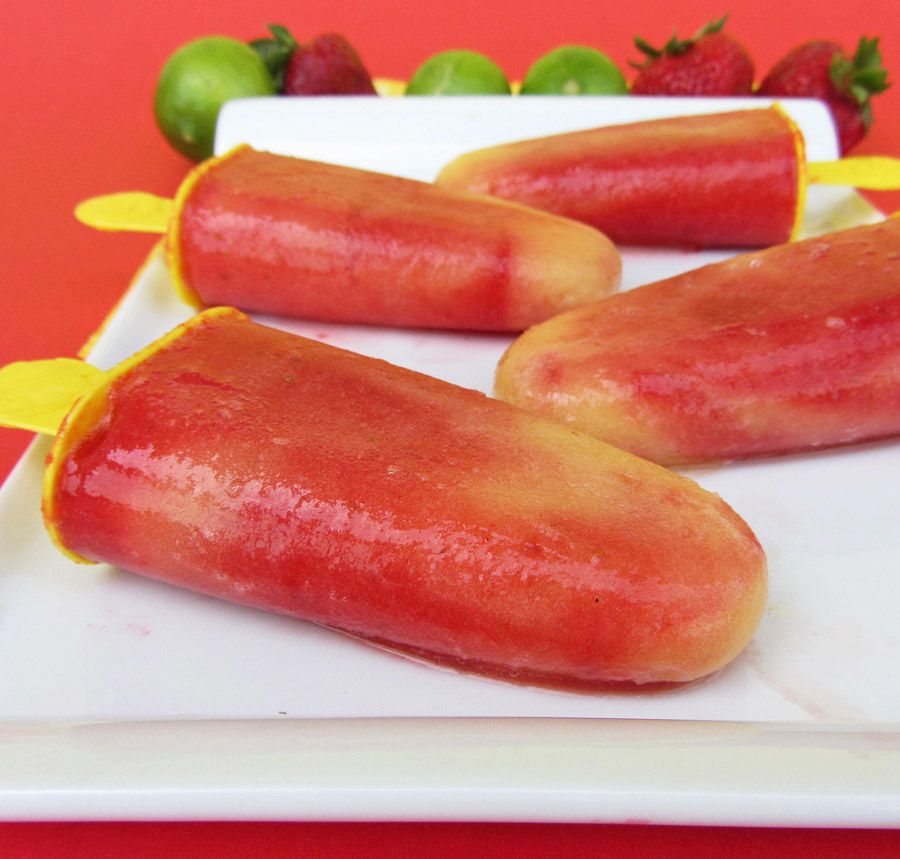 Strawberry Pineapple Lime Popsicles