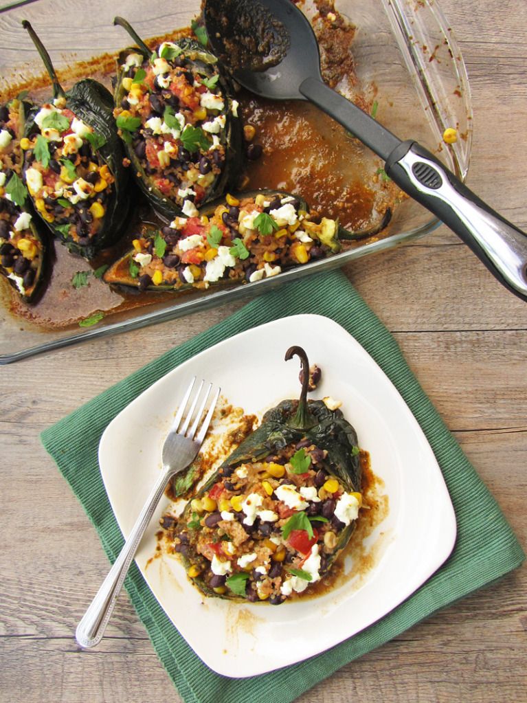 Quinoa stuffed poblano peppers