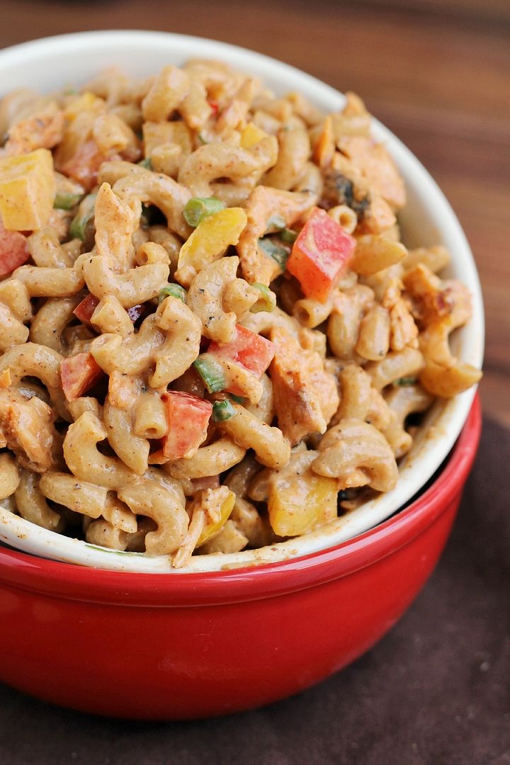 Healthy Greek Yogurt BBQ Chicken Pasta Salad