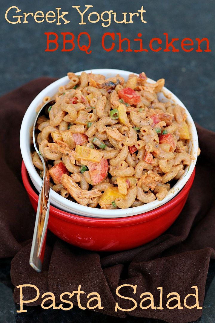 Healthy Greek Yogurt BBQ Chicken Pasta Salad