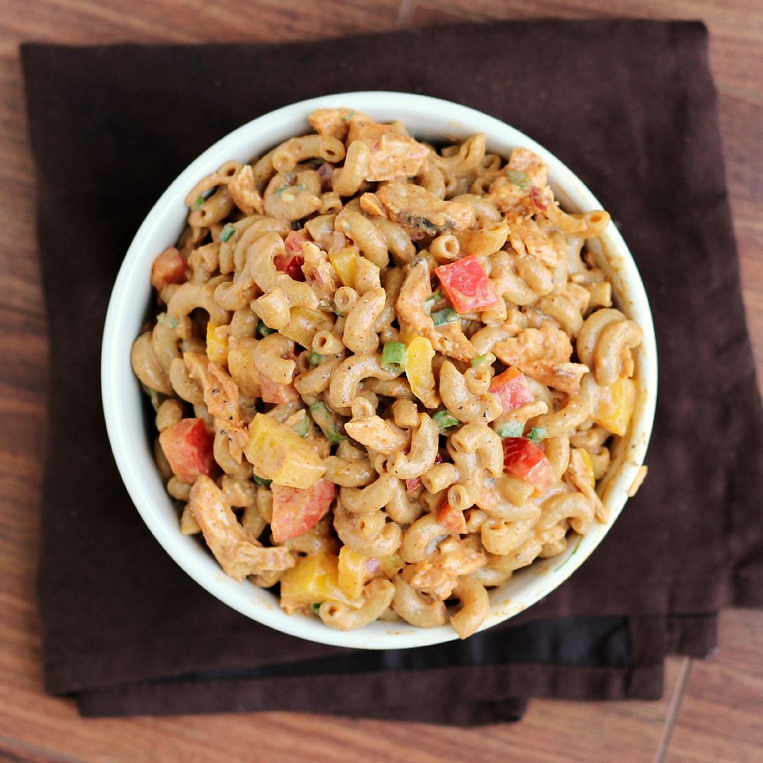 Healthy Greek Yogurt BBQ Chicken Pasta Salad