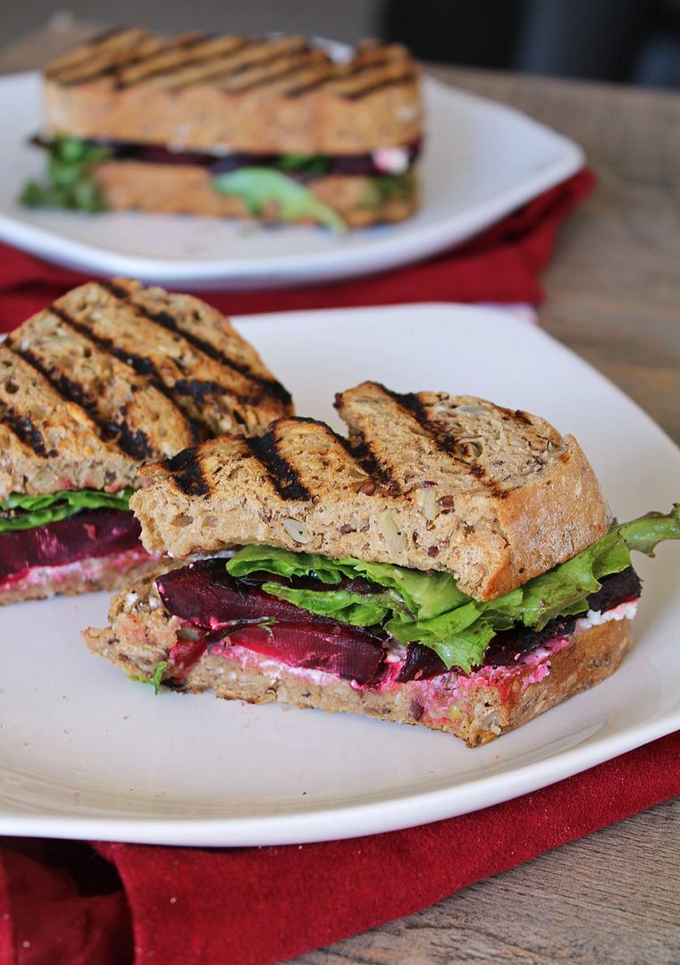 Roasted Beet, Arugula, & Honeyed Goat Cheese Panini