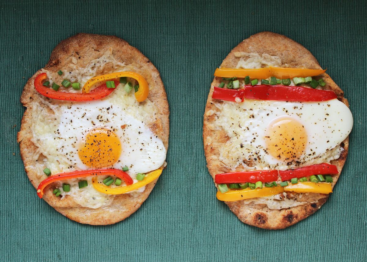 Breakfast Naan Pizzas