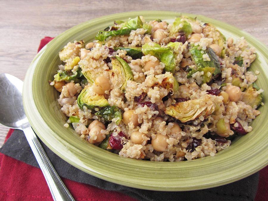 Warm Quinoa Salad with Brussels Sprouts, Chickpeas & Cranberries