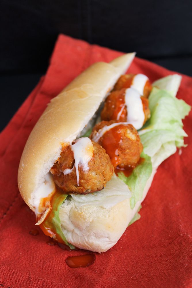 Blue Cheese Stuffed Buffalo Turkey Meatball Sub