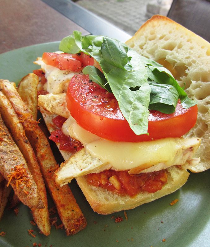 chicken sandwich with roasted tomato jam