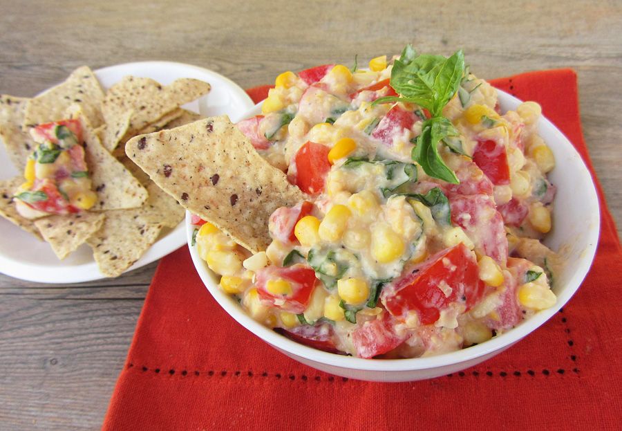 Fresh Corn Dip with Tomatoes and Basil