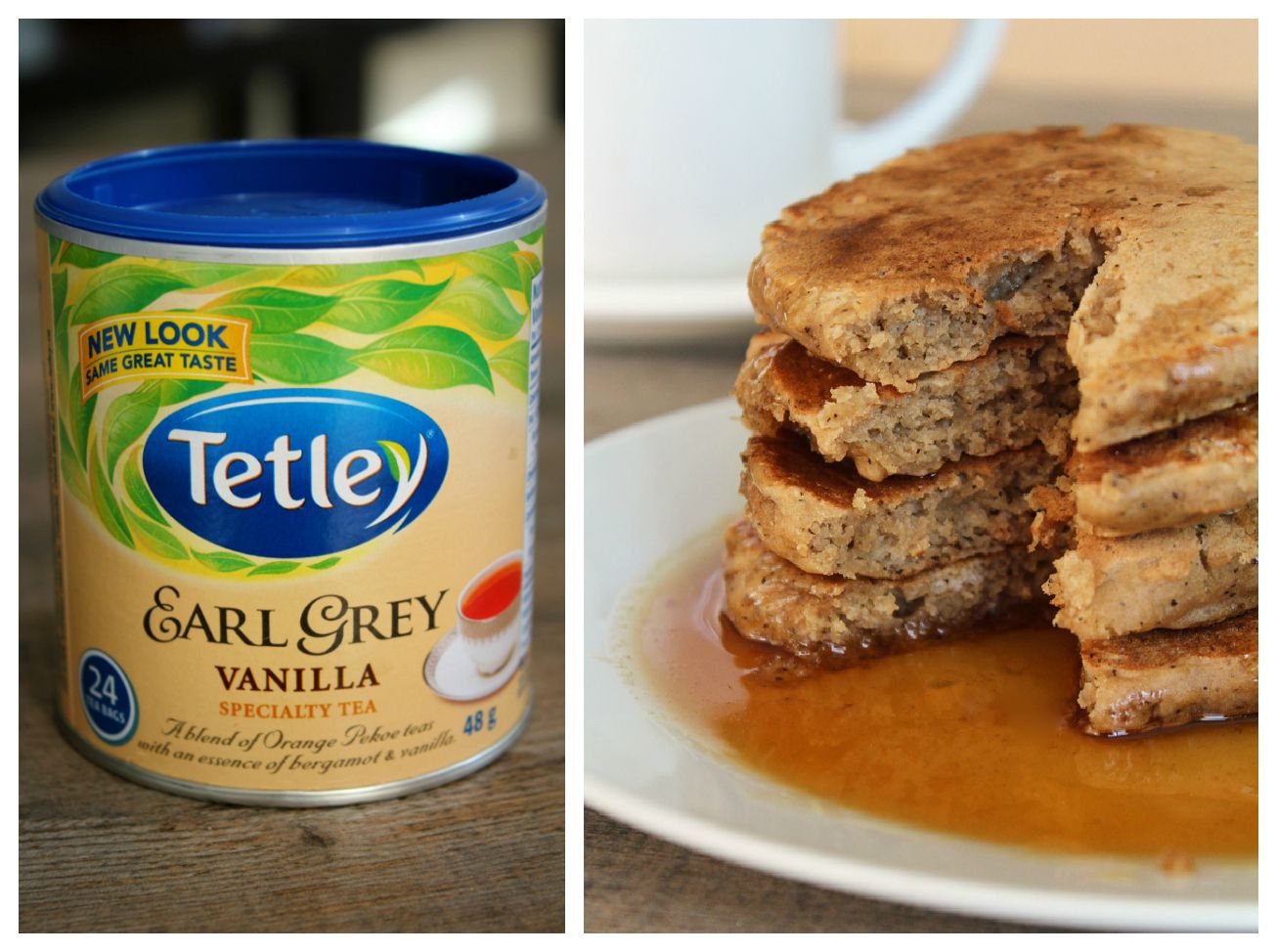 Earl Grey Vanilla Tea Pancakes with Honey Tea Syrup (aka London Fog Pancakes)