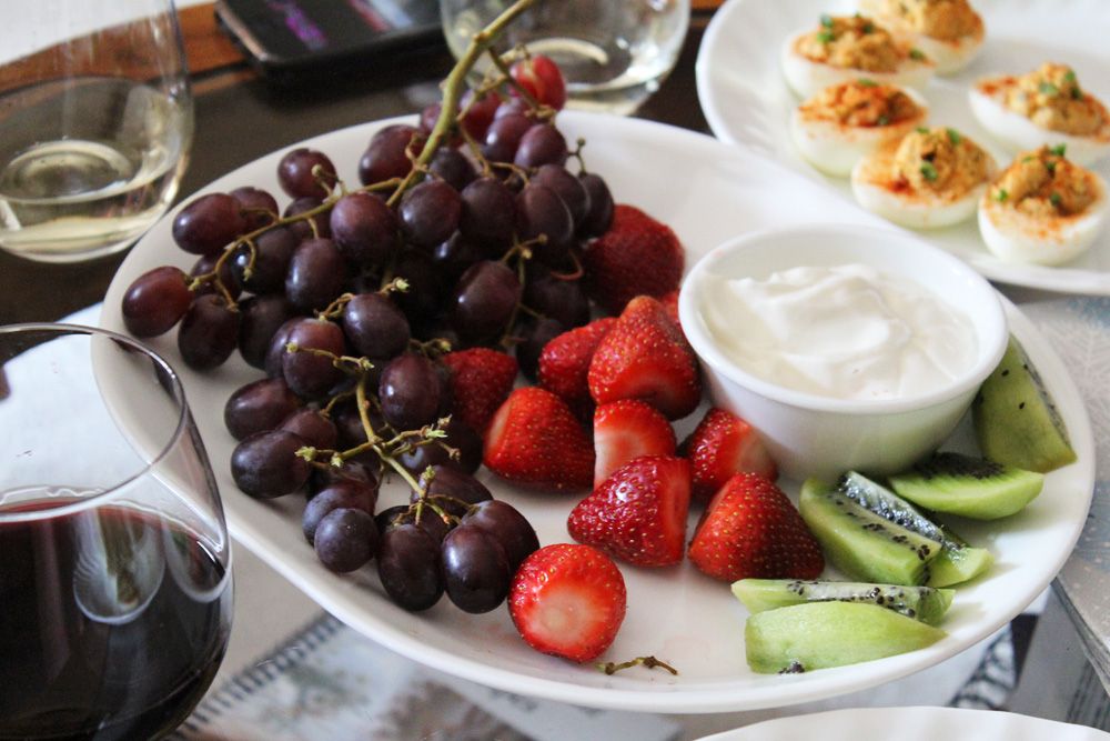 fruit tray with yogurt dip