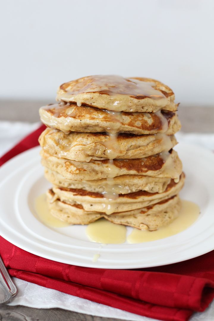Eggnog Pancakes with Eggnog Glaze