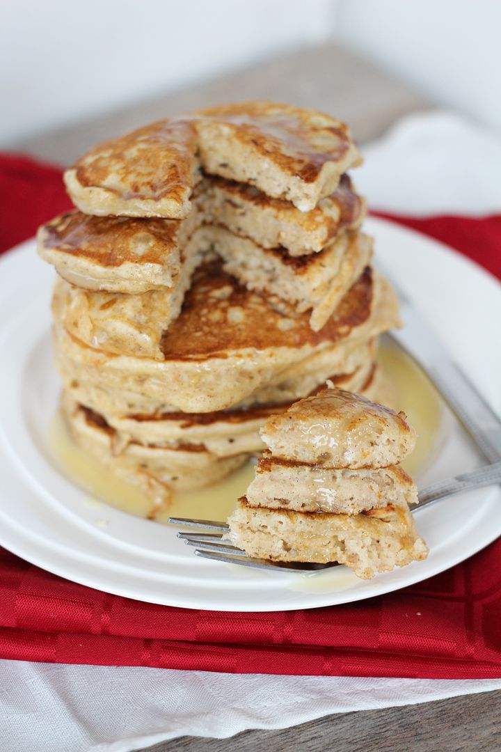 Eggnog Pancakes with Eggnog Glaze