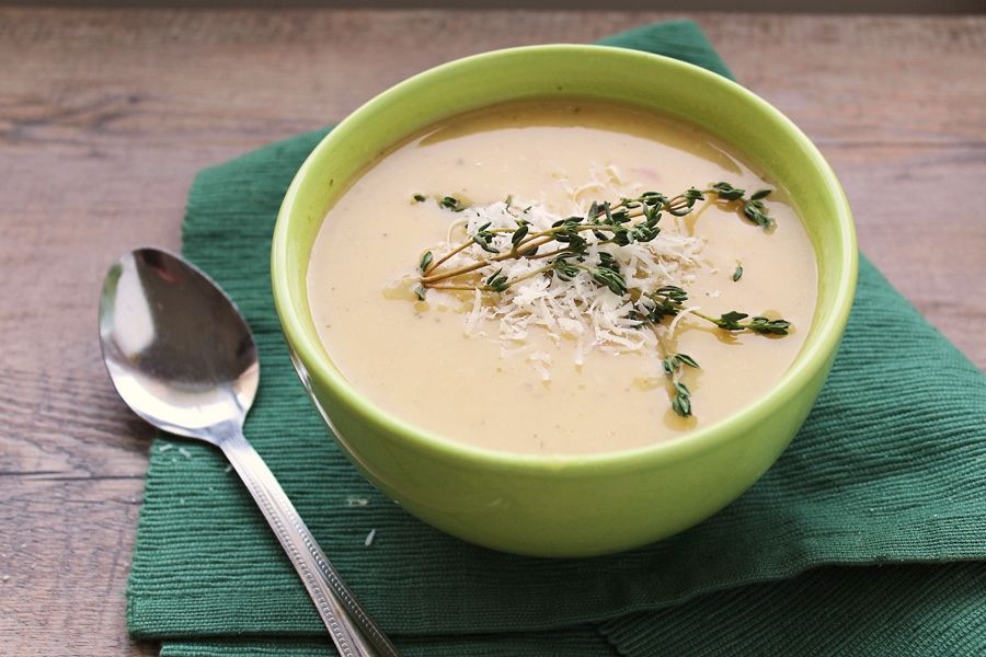 Roasted Garlic Soup with Potatoes, Shallots, and Fresh Herbs