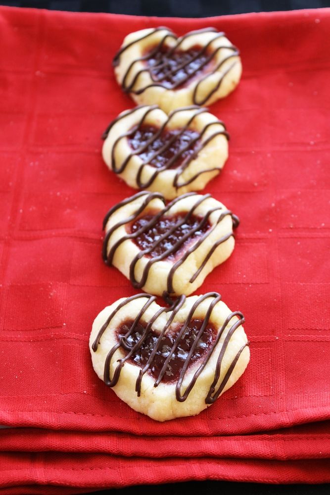 Raspberry Shortbread Heart Cookies