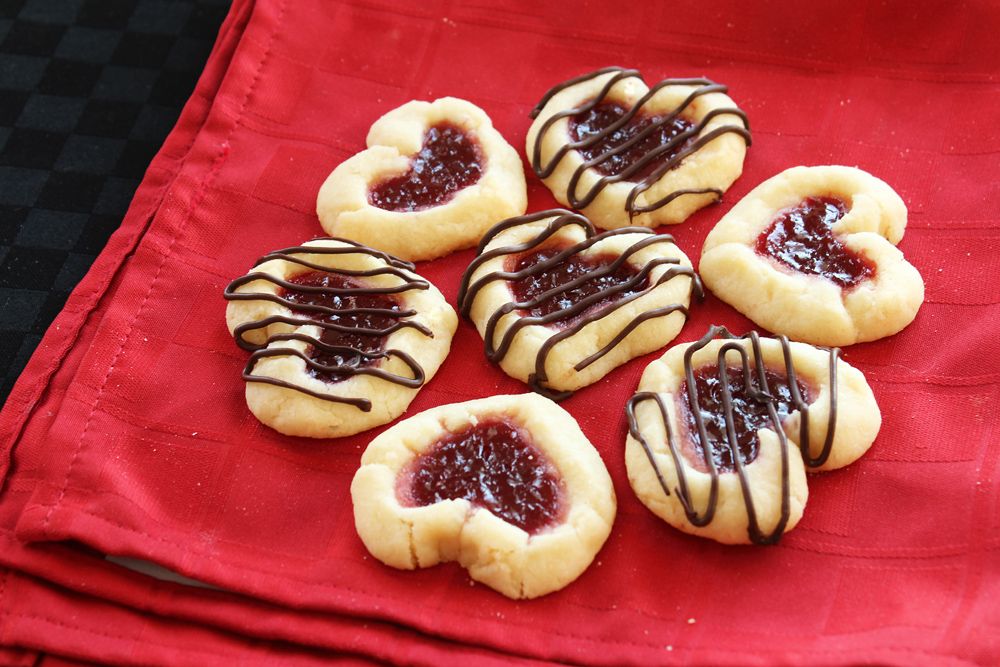 Raspberry Shortbread Heart Cookies