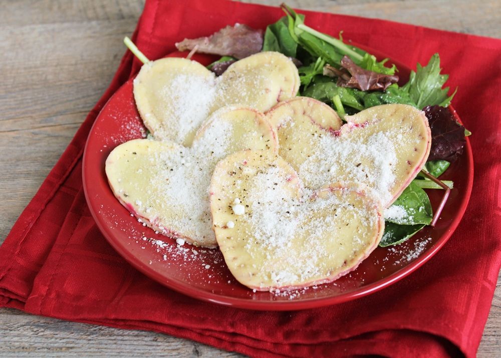  Heart Shaped Beet & Goat Cheese Ravioli