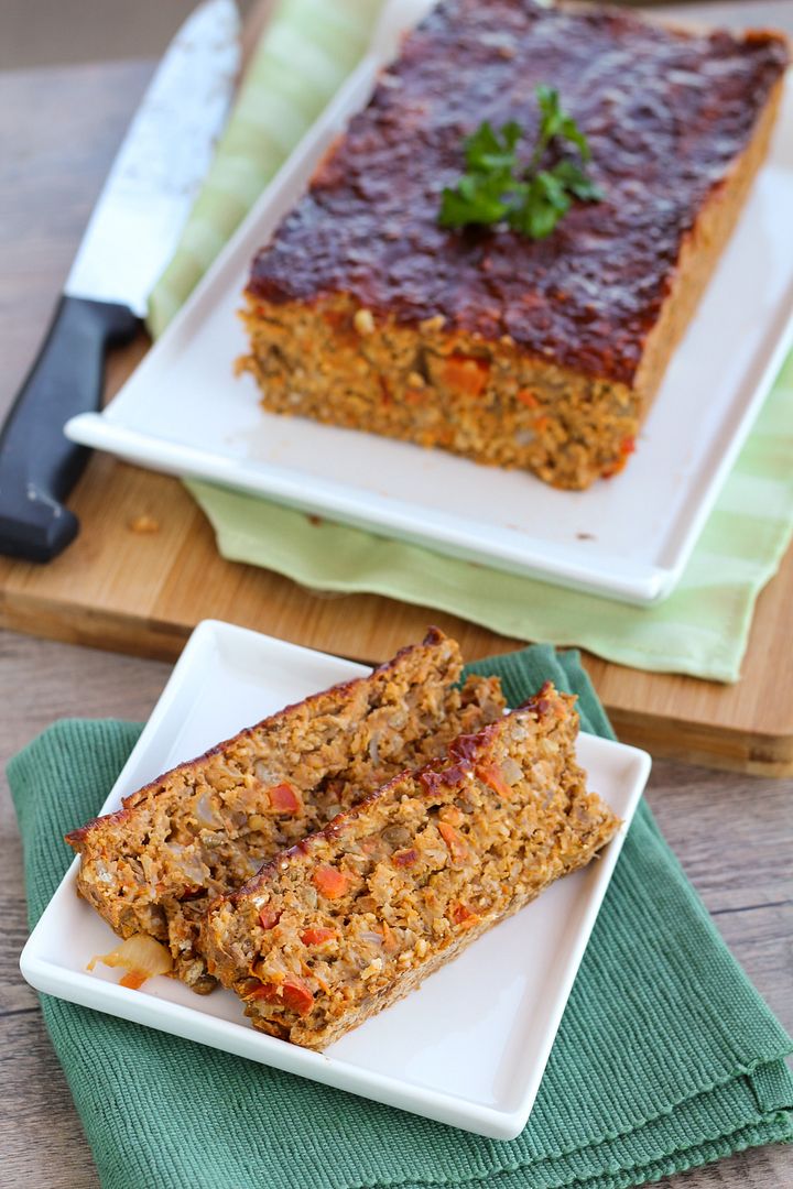 Buffalo Lentil Loaf - a healthy & tasty vegetarian meatloaf alternative!