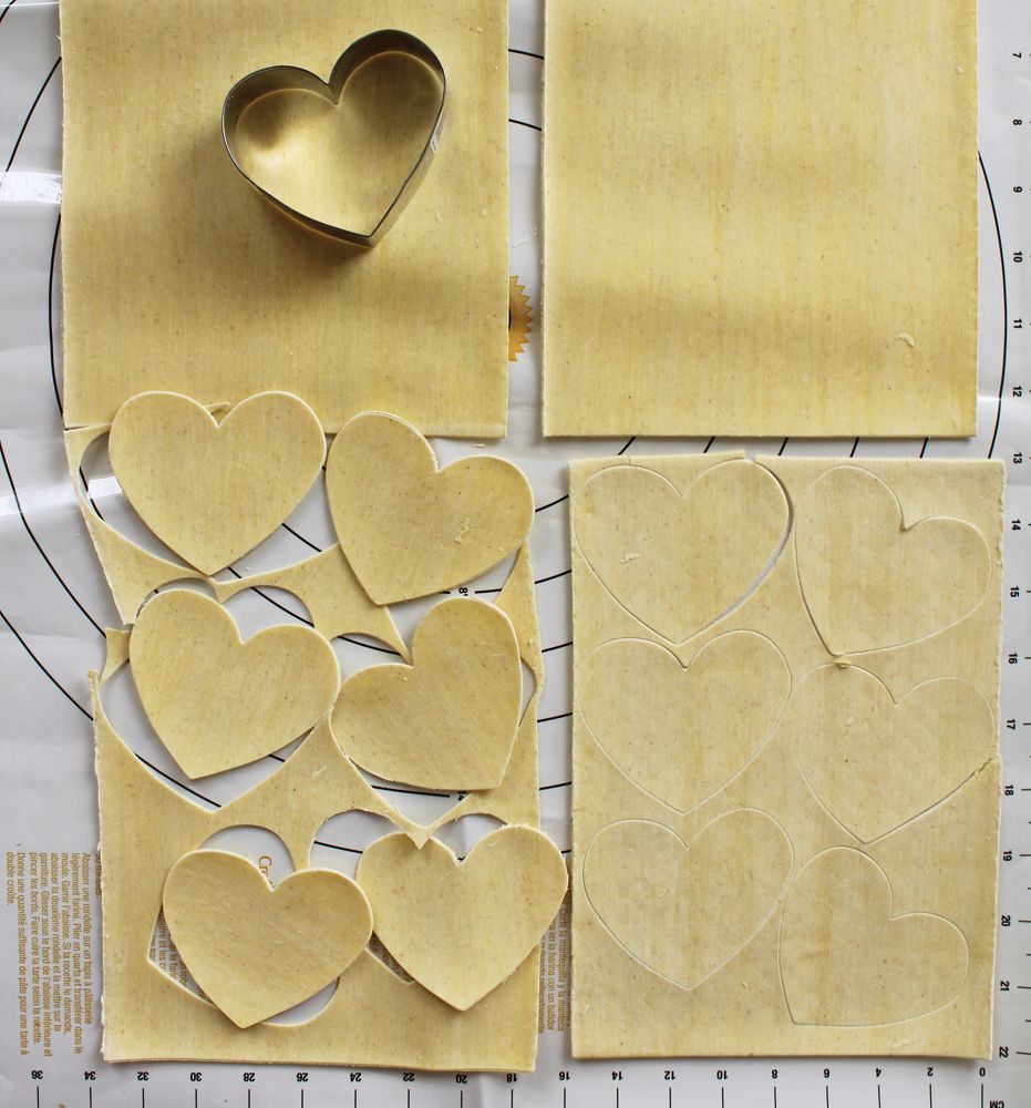  cutting out the hearts for ravioli