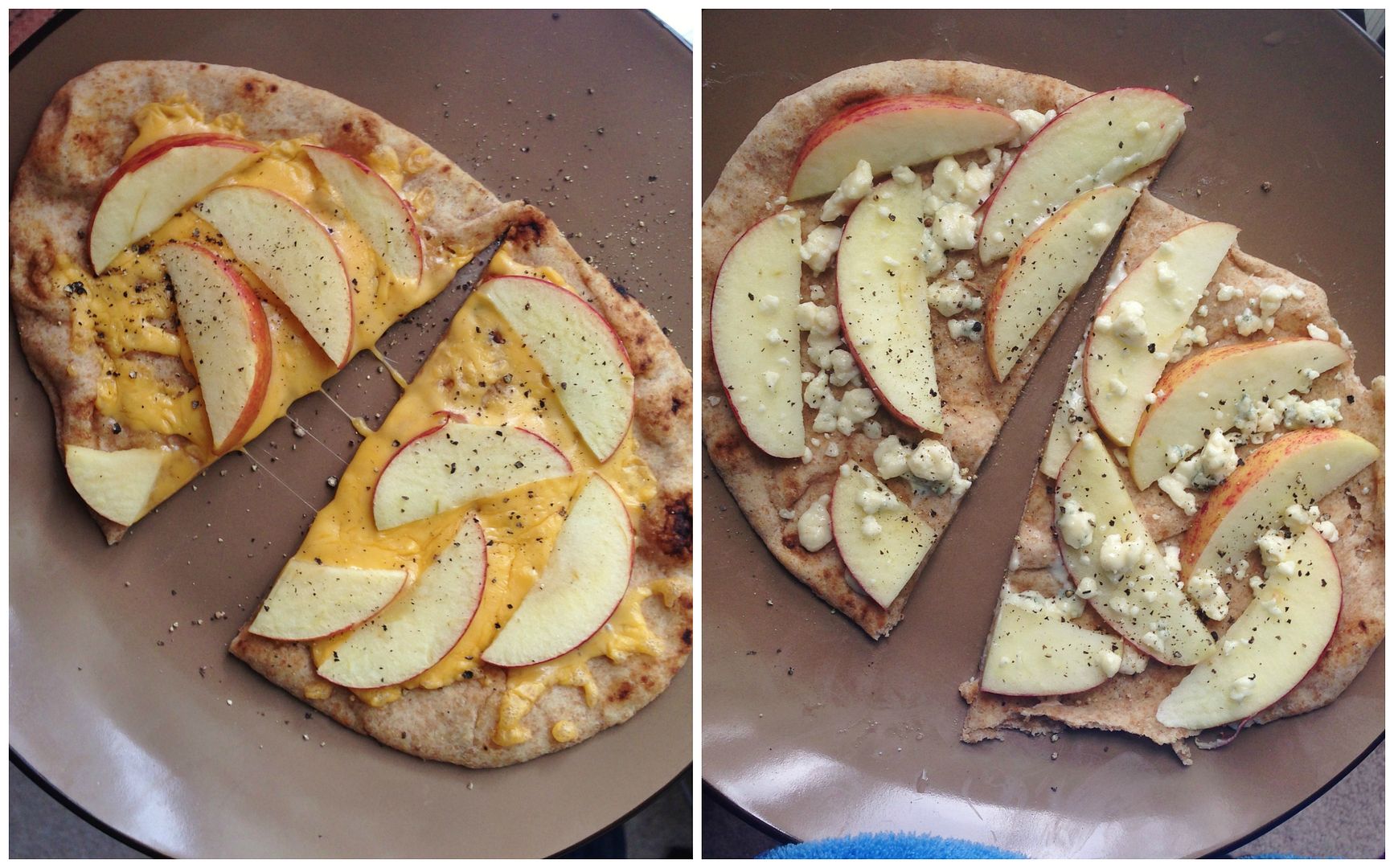  apple and cheese naan pizzas