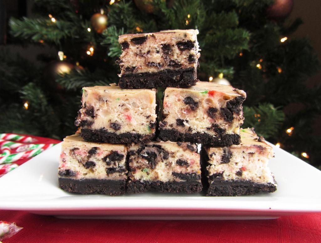 Candy Cane Oreo Cheesecake Bars